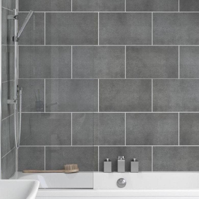 Dark Grey Stone Tile Effect 25cm x 270cm Wet Wall Panels Wet Walls