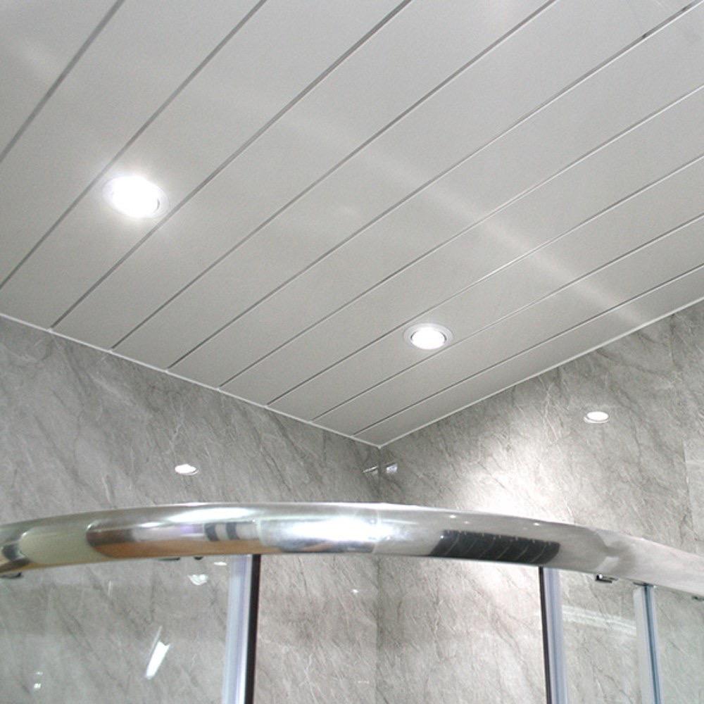 White Gloss 2 Silver Strip Ceiling Package Deal Wet Walls & Ceilings