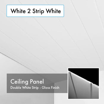 White 2 Strip White 8mm Thick Ceiling Panels