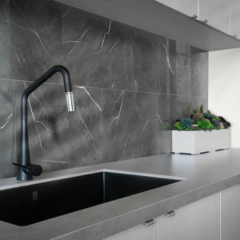 Porto Dark Grey Slate Marble High Gloss Wall Panel